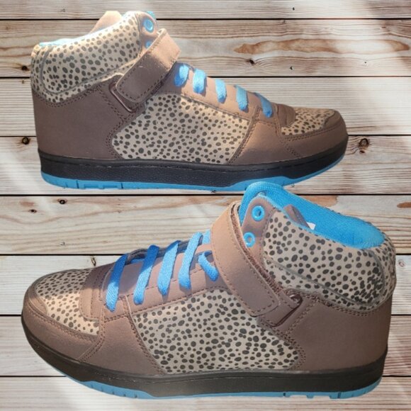 Deena & Ozzy - Urban Outfitters - Size 8 Blue-Brown Animal Print Hi-Top Sneakers - Picture 4 of 7